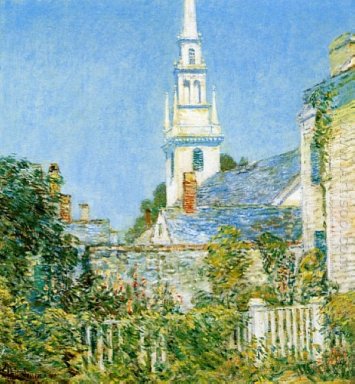 Gereja Putih Pada Gereja Newport Aka Dalam New England Village