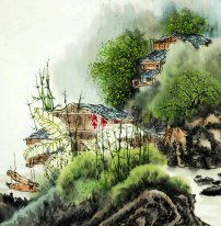 Um Pátio - Pintura Chinesa