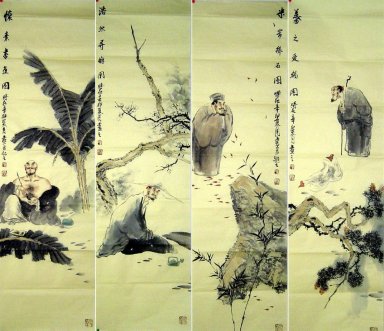 Philosoph, 4 Stück - Chinesische Malerei
