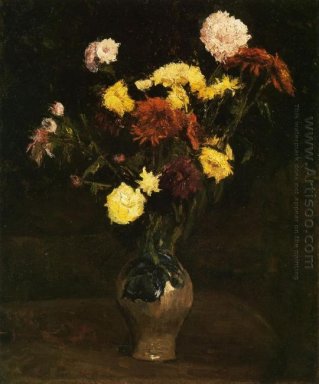 Basket Of Carnations And Zinnias 1886