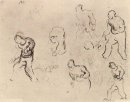 Zes Schetsen Van Cijfers o.a. Een Man Zaaien Tarwe 1890