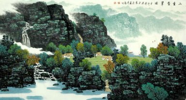 Деревня в горы - китайской живописи
