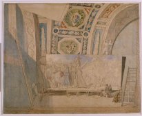 Ingres i hans studio målning Romulus vinnaren av Acron