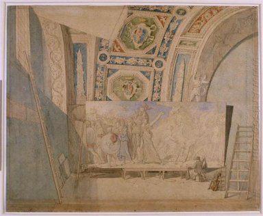 Ingres dans son atelier peinture Romulus vainqueur d\'Acron