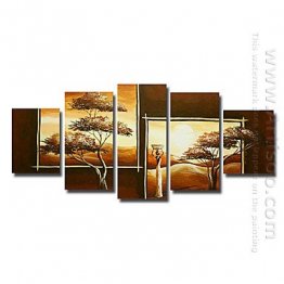 Tangan-Dicat Landscape Oil Painting - Set Dari 5