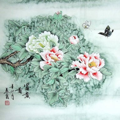 Pion & Dragonfly - kinesisk målning