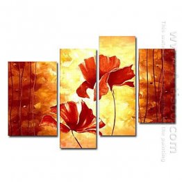 Óleo pintados à mão pintura floral Oversized Wide - Conjunto de