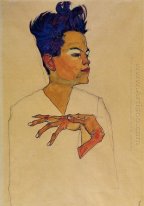 auto-retrato com as mãos no peito 1910