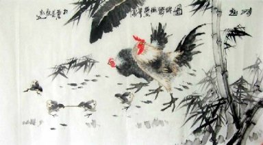 Huhn-Bamboo - Chinesische Malerei