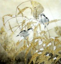 Pássaros no inverno - pintura chinesa