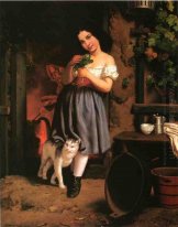 A Young Girl With Cat