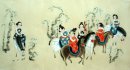 Belle dame, équitation chevaux - peinture chinoise