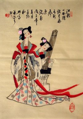 Mooie Dame - Chinees schilderij