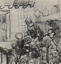 Criança E Mulher Café de derramamento 1890