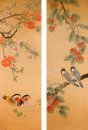 Pájaros y flores - Pintura china