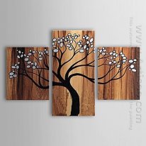 Tangan-Dicat Lukisan Oil Abstrak Pohon - Set 3