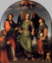 Ärkeängeln Raphael med Tobias, St Lawrence och Donor Leonar