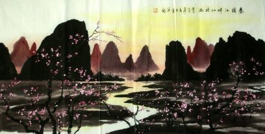 Montanha e rio - pintura chinesa