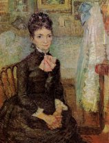 Mulher sentada perto de uma Cradle 1887