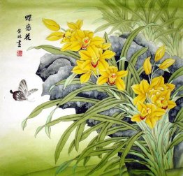 Peinture chinoise - Butterflies-flowerse