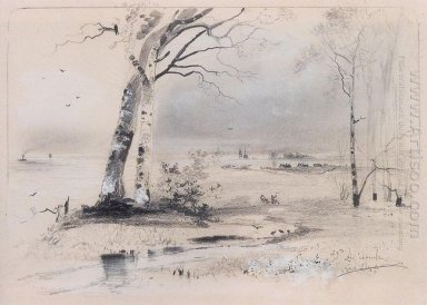 Vroege voorjaar birches aan de rivier 1893