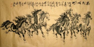 Acht Pferde-Schätze Antikes Papier - Chinesische Malerei