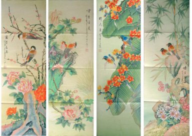 Oiseaux et fleurs - Peinture chinoise