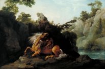 Cheval dévoré par un lion