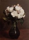 Roses blanches dans un vase vert 1871