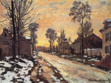 Strada A Louveciennes fusione della neve Sunset