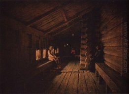 Innan Bikten vid ingången till en by kyrka 1888