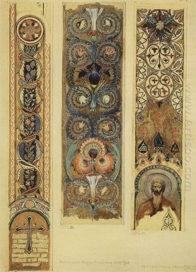 Bocetos de los ornamentos pintados Catedral Vladimir 1893