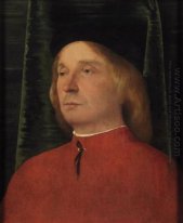 Portrait d'un jeune homme dans le vêtement rouge