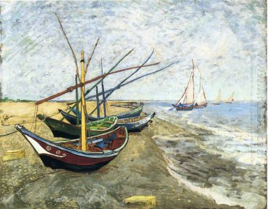 Bateaux de pêche sur la plage chez Saintes Maries de la Mer 1888