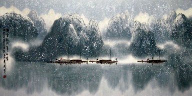 Montagnes, neige - peinture chinoise