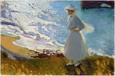 María en la playa de Biarritz 1906