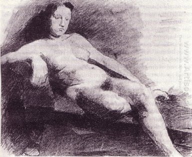 Femme nue allongée sur un canapé