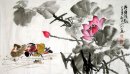 Lotus-Mandarin duck - Chinees schilderij