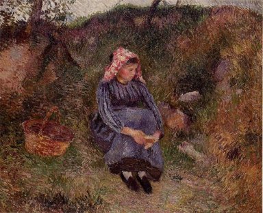 sitzt Bauernmädchen 1883