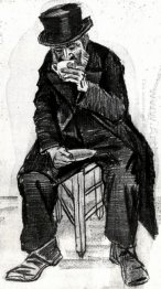 Homem órfão com chapéu alto Beber café 1882 1
