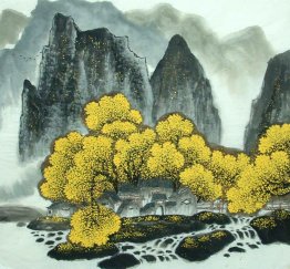 A Courtyard in the Mountain - Chinese Painting