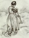 Boerin werpende Hooi Op De Rug gezien 1885