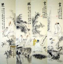 Filósofo, conjunto de 4 - pintura chinesa