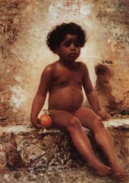 Menino árabe Com Uma Laranja