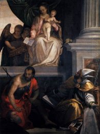 Madonna Enthroned com criança St John The Baptist St Louis de To