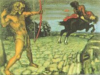 Heracles mata el centaur Nessus para salvar Deyanira