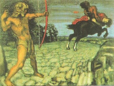 Heracles kills the centaur Nessus to save Deianira