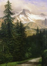landskap med snötäckta berg