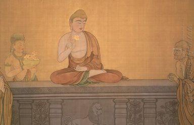 Mahakashyapa lachend naar de lotusbloem