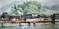 Sebuah Pedesaan, Cat Air - Lukisan Cina